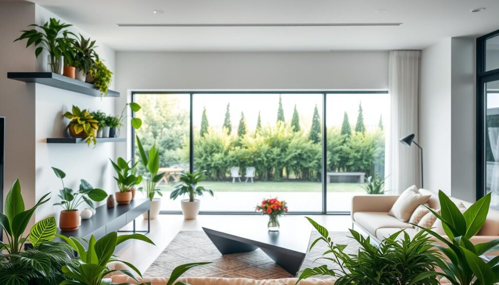 dekorasi rumah modern dengan tanaman hias