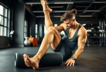 Atlet melakukan stretching dan foam rolling setelah latihan berat sebagai strategi recovery
