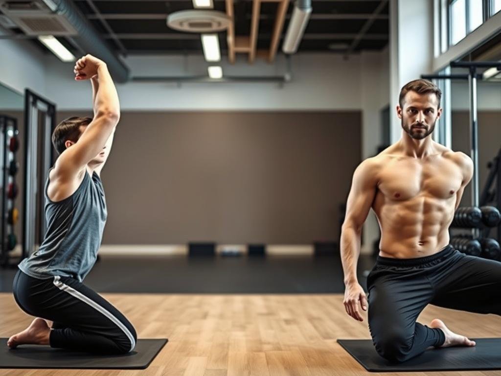 Demonstrasi gerakan static stretching untuk strategi recovery setelah latihan berat