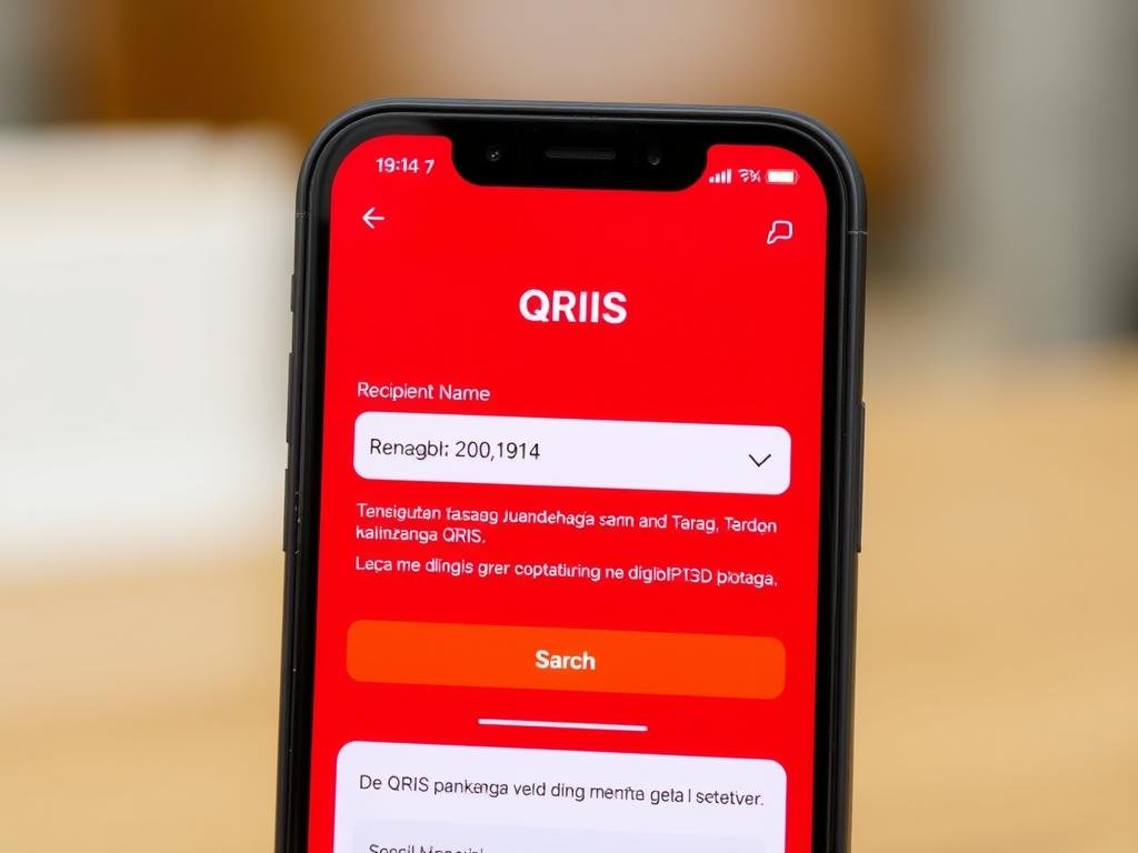 Tampilan verifikasi nama penerima pada aplikasi e-wallet